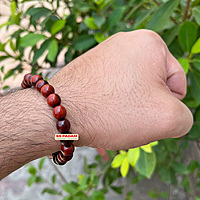 8mm Red Sandalwood Lal Chandan Shiv Damru Bracelet