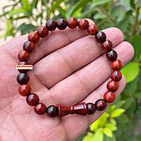 8mm Red Sandalwood Lal Chandan Shiv Damru Bracelet
