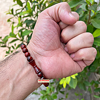 8mm Red Sandalwood Lal Chandan Shiv Damru Bracelet