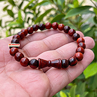 8mm Red Sandalwood Lal Chandan Shiv Damru Bracelet