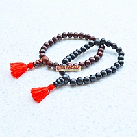 Ebony Wood & Red Sandalwood Punjabi Simrana – Spiritual Bracelet Set (1 Black & 1 Red)