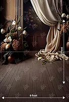 Brown Floral Curtain