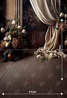 Brown Floral Curtain