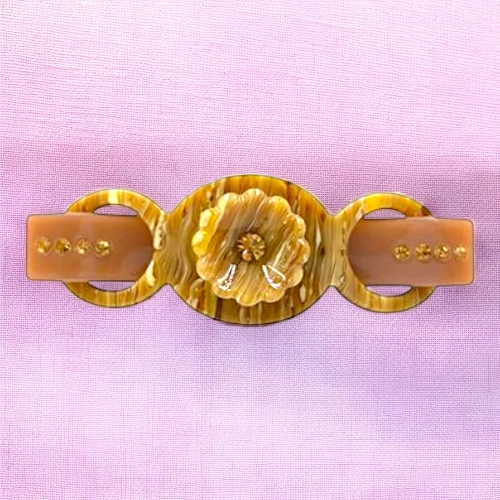 Elegant Flower & Stone Hair Barrette