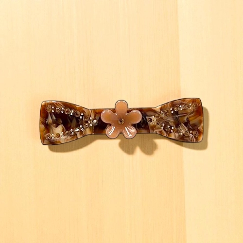 Acetate Hair Barrette with Floral Accent
