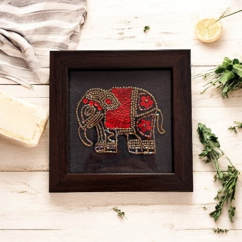 Zardozi Elephant Wooden Coaster (Set of 2)