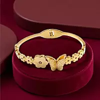 Textured Butterfly and Floral Bangle Bracelet