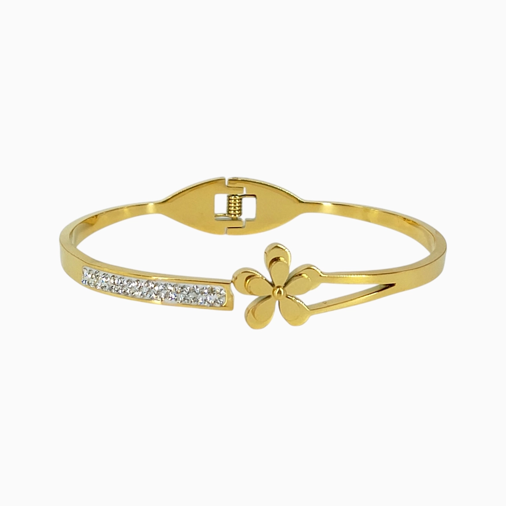 Elegant Flower Designed Anti-Tarnish Bangle