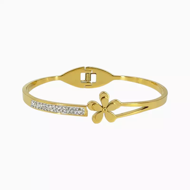 Elegant Flower Designed Anti-Tarnish Bangle