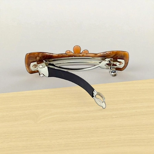 Acetate Hair Barrette with Floral Accent