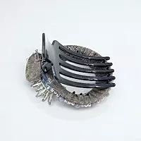 Chic Stripe Hair Claw Clip with Beaded Embellishments