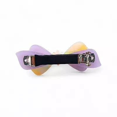 Elegant Lilac and Peach Bow Hair Barrette Clip for Women