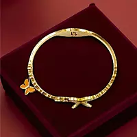 Textured Butterfly and Floral Bangle Bracelet