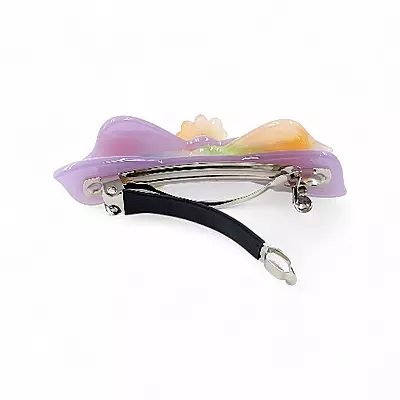 Elegant Lilac and Peach Bow Hair Barrette Clip for Women