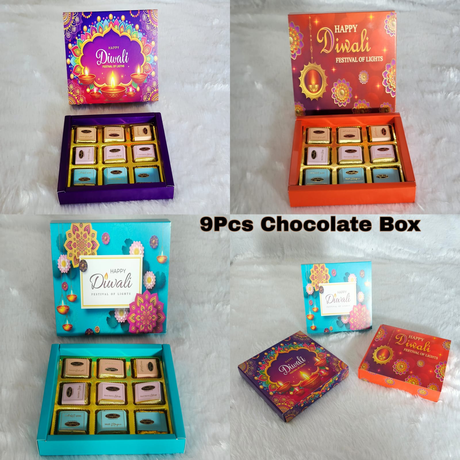 HD 9 With Cavity Chocolate Box Slider |6.5 x 6.5x 1.2 Inch