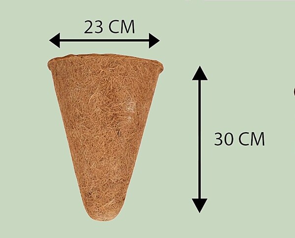 Coco Conical Liner and Hanger Set | Coir Hanging Cone Planter | 5 & 9 Inch