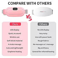 Heating Pad Belt for Menstrual Cramps, Period Pain Relief with Vibration Massage, 3 Heat Settings, Pink
