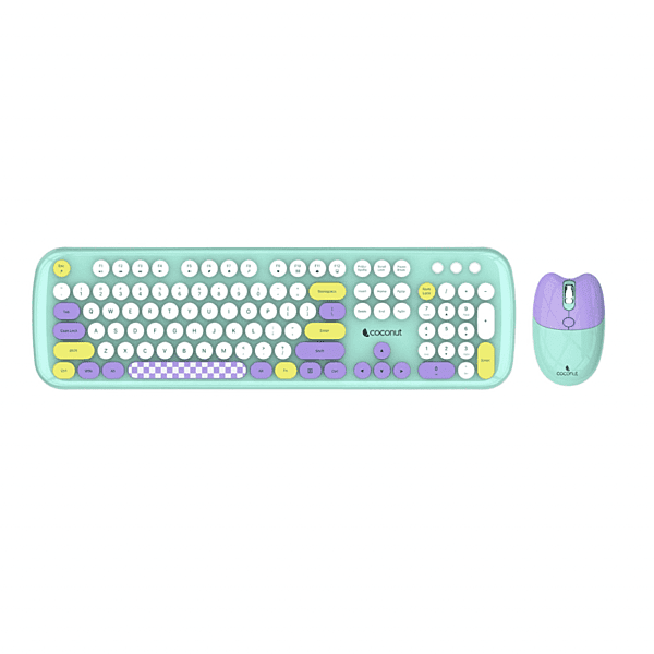 Coconut Daisy Wireless Keyboard & Mouse Combo (Retro Design, Modern Technology, 1 Year Warranty)
