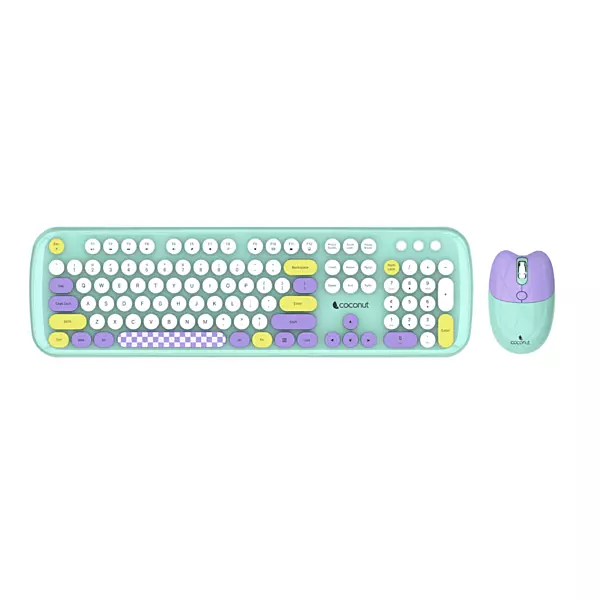 Coconut Daisy Wireless Keyboard & Mouse Combo (Retro Design, Modern Technology, 1 Year Warranty)