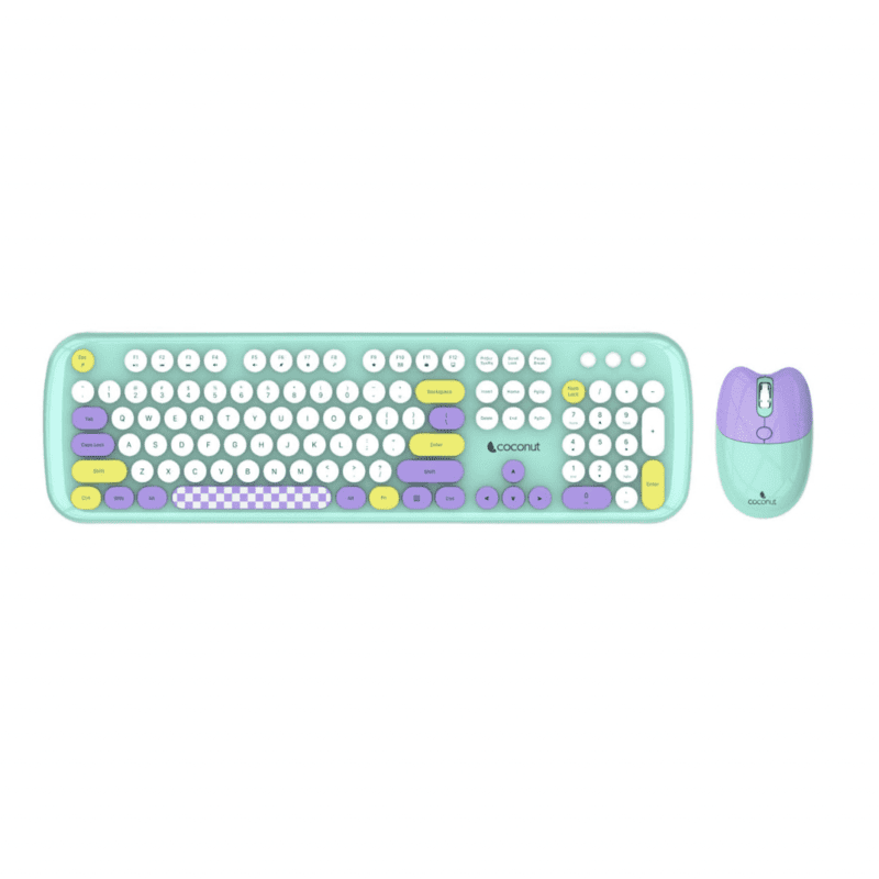 Coconut Daisy Wireless Keyboard & Mouse Combo (Retro Design, Modern Technology, 1 Year Warranty)