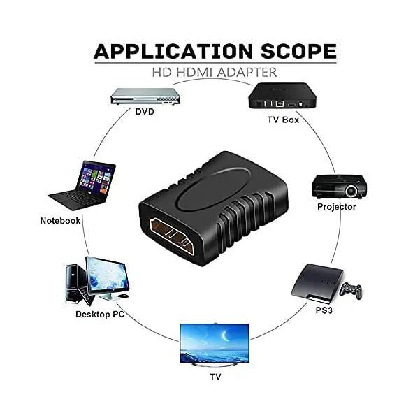 HDMI Extender Female to Female Coupler Adapter for HDTV, TV Stick Chromecast, Laptop PC, Projector -Black