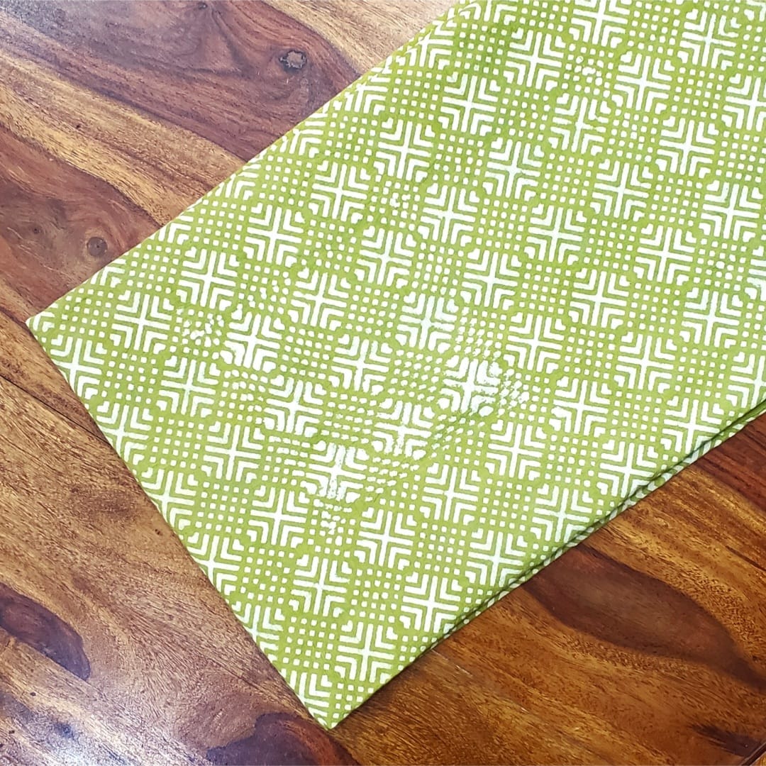 Akola Dabu Indigo Green Cotton Fabric #1