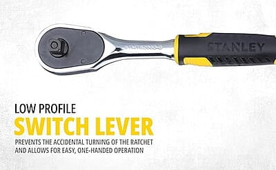 STANLEY STMT82672 1/4" 37-Piece Chrome Compact Socket Set comes with a Heavy-Duty Plastic Case for Home, DIY, Industrial & Professional Use, YELLOW & BLACK