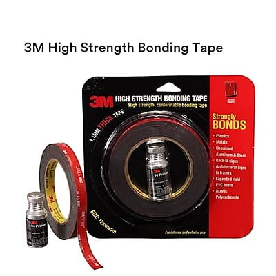 3M High Strength Double Side Bonding Tape for Plastic, Metal, Interior & Exterior Use, Multiple Surface Acrylic Adhesive (12mmX5m, 1 Roll+Primer)