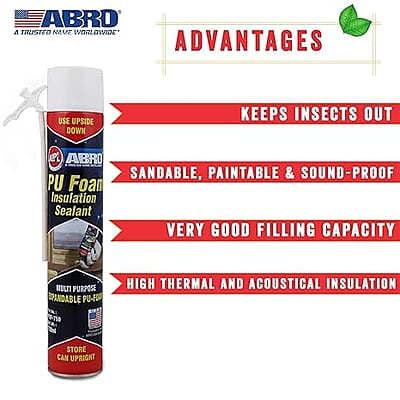 ABRO PUF-750 2 x 750ml Multipurpose Expandable PU Foam Insulation Sealant Spray for Window, Tile, Door & AC Gaps (2 Pcs, 750ml) ABRO PUF-750 2 x 750ml Multipurpose Expandable PU Foam Insulation Sealant Spray for Window, Tile, Door & AC Gaps (2 Pcs, 750ml)