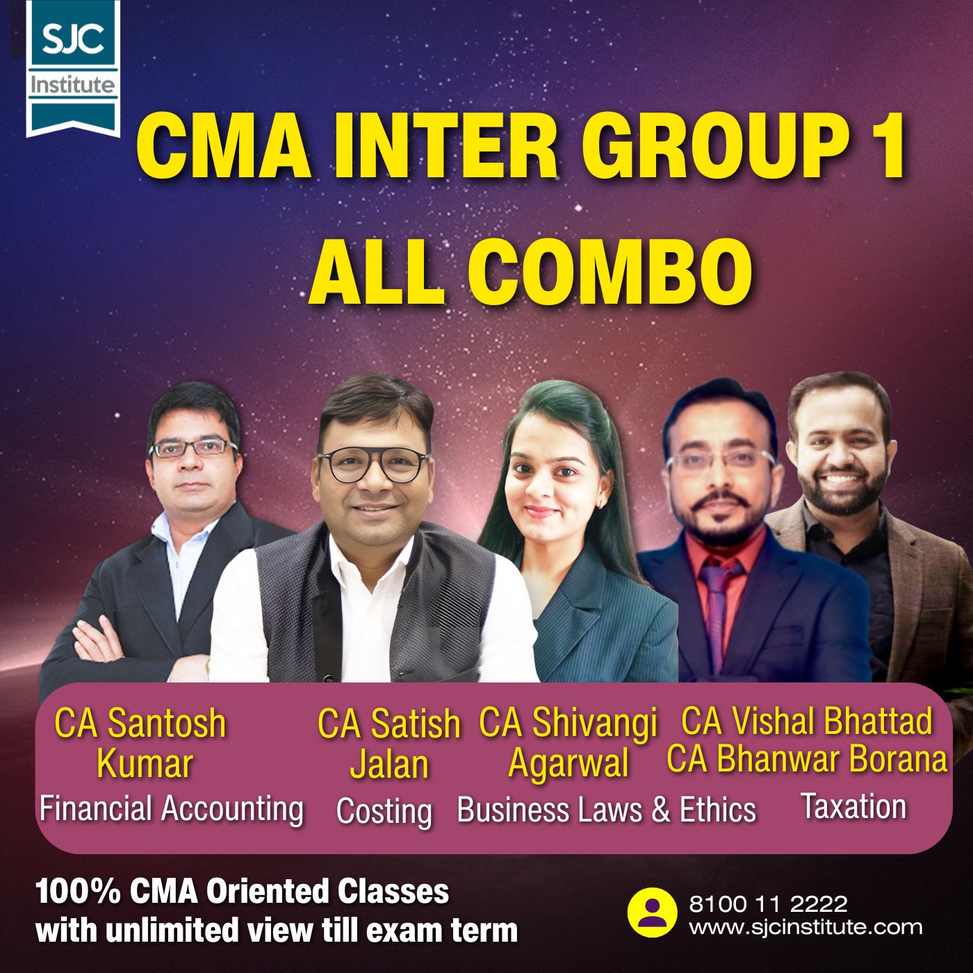 CMA Inter Group 1 All Combo By CA Satish Jalan,CA Shivangi Agarwal,CA Vishal Bhattad & CA Bhanwar Borana, CA Santosh Kumar