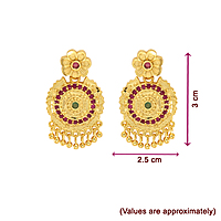 Goldplated Necklace with Red Flower Stones & Earrings