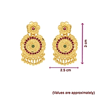 Goldplated Necklace with Red Flower Stones & Earrings