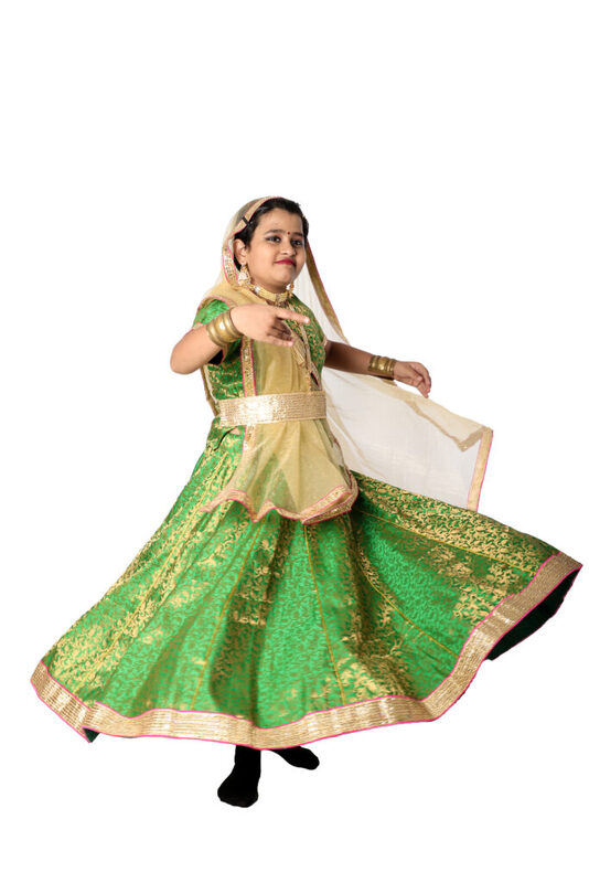 Kathak Dance Fancy Dress Costume For Girls - Green