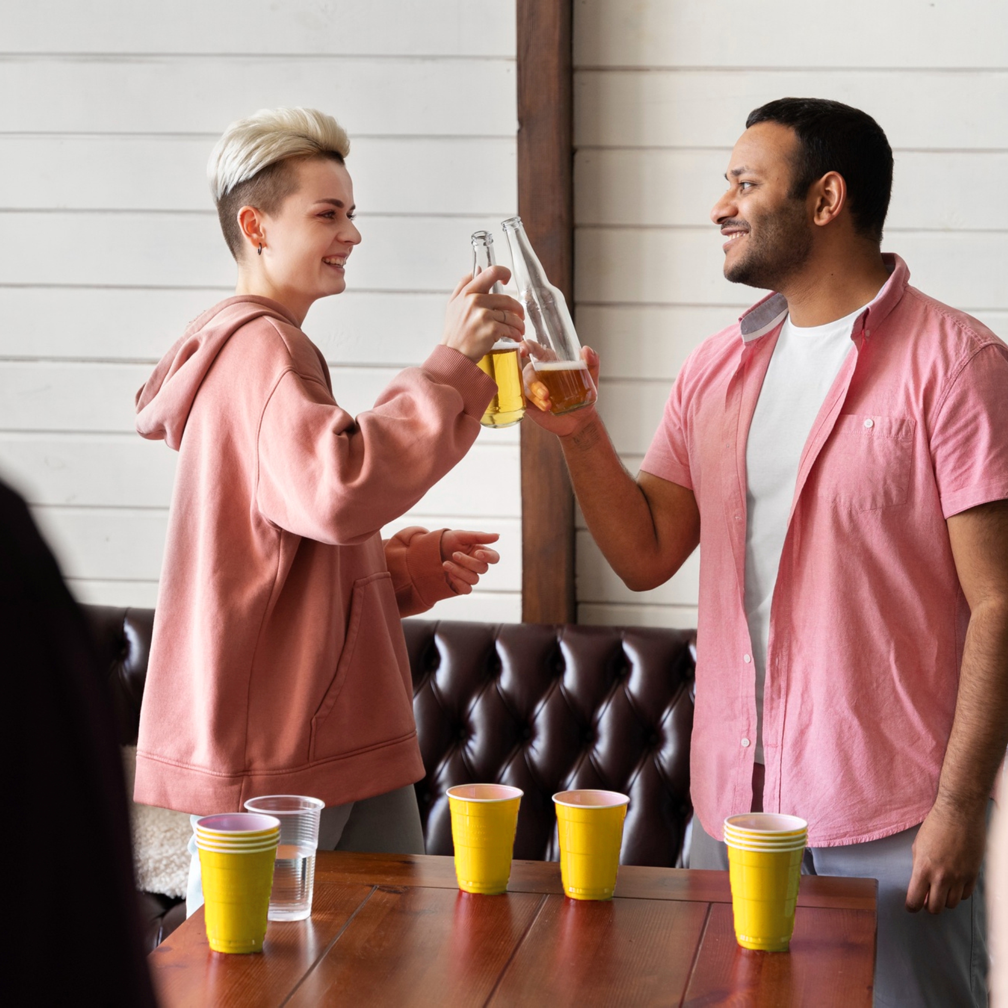 The Magic Balloons - Yellow Pong Glasses Pack of 30 | 450ml Reusable Party Drinking Cups | Beer Pong | For Events, and Parties