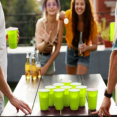 The Magic Balloons- Green Pong Glasses 450ml|- Set Of 50 |  Reusable  | Eco-Friendly  | Beer Pong  | Glasses for Diwali, Holi, New Year, Halloween, Bachelor Parties & Games
