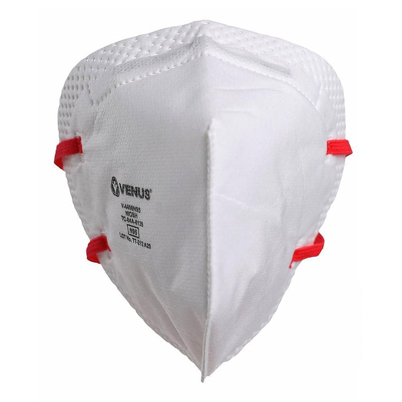 Venus V4400 N95 Mask (Pack of 1) | NIOSH Approved Fold Flat Respirator | 95% Filtration