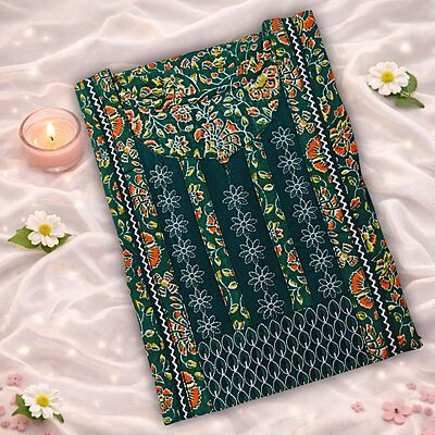 Pine Green Cotton Nighty With Floral Print All Over From Libas Loungewear - AL1127