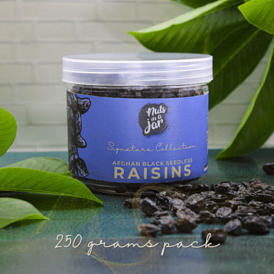 Nuts in a Jar Afghan Black Raisins Seedless Signature 250 Grams Nuts in a Jar Afghan Black Raisins Seedless Signature 250 Grams