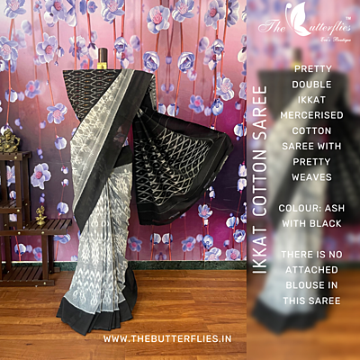 Double Ikkat Mercerised cotton saree BGHSDIC20308
