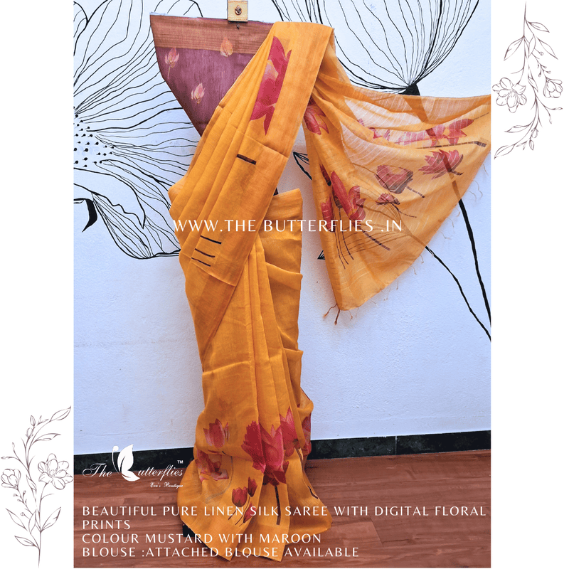 PURE LINEN SILK SAREE YBRSLIN23629 PURE LINEN SILK SAREE YBRSLIN23629