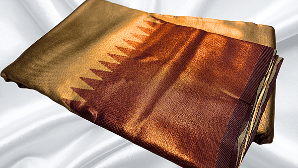 Butter Tissue Temple Design Saree - Cream