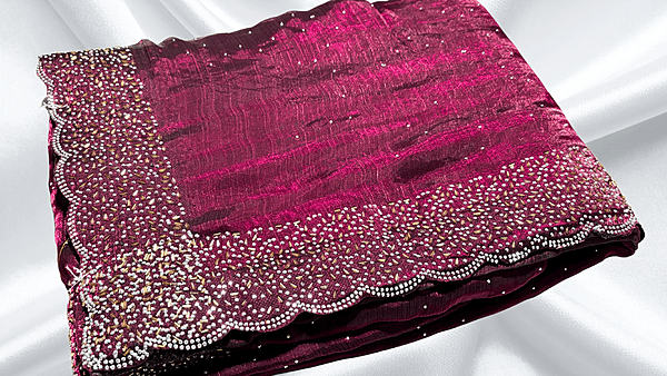 Choco Chits Galaxy Space Stone Work Saree - Plum