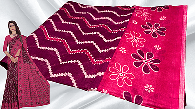 Pushpa Pure Cotton Saree - Pink Pushpa Pure Cotton Saree - Pink