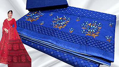 Prajakta Pure Cotton Embroidery Saree - Ink Blue