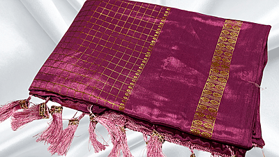 Premaloka Fancy Mysore Check Saree - Onion