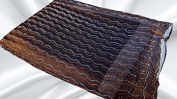 Space Silk Designer Stone PVC Saree - Dark Gold