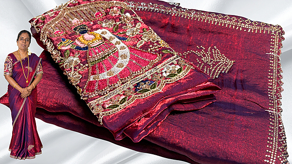 RR Express Designer Doll Saree - Red Purple