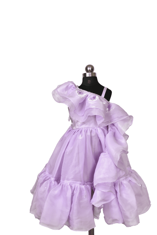 Lavender One Shoulder Organza Dress