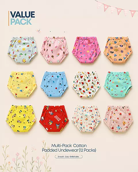 Cotton Padded Underwear Value Pack of 12
