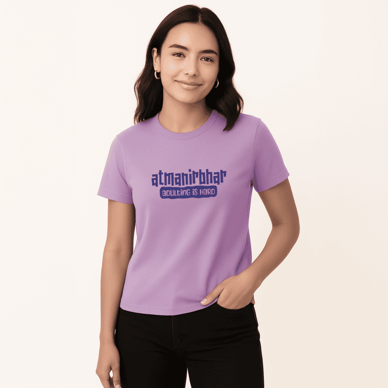 Atmanirbhar Women Graphic T-shirt | Lilac